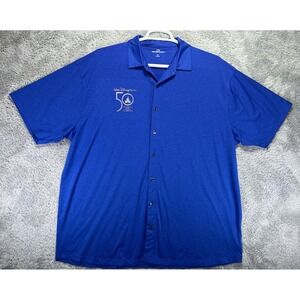Disney World Shirt Mens Blue 50th Celebration Castle Short Sleeve Button 2X